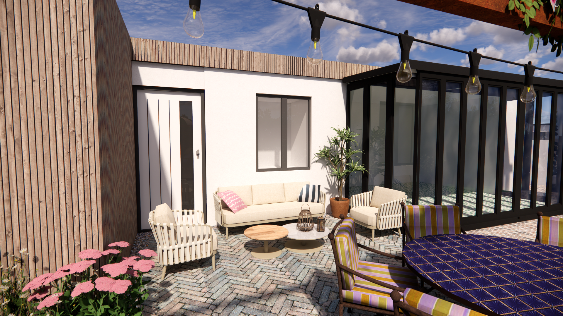 Rustige loungeplek in zon