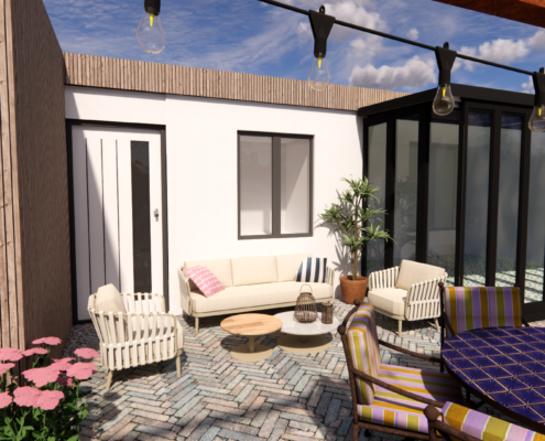 Rustige loungeplek in zon