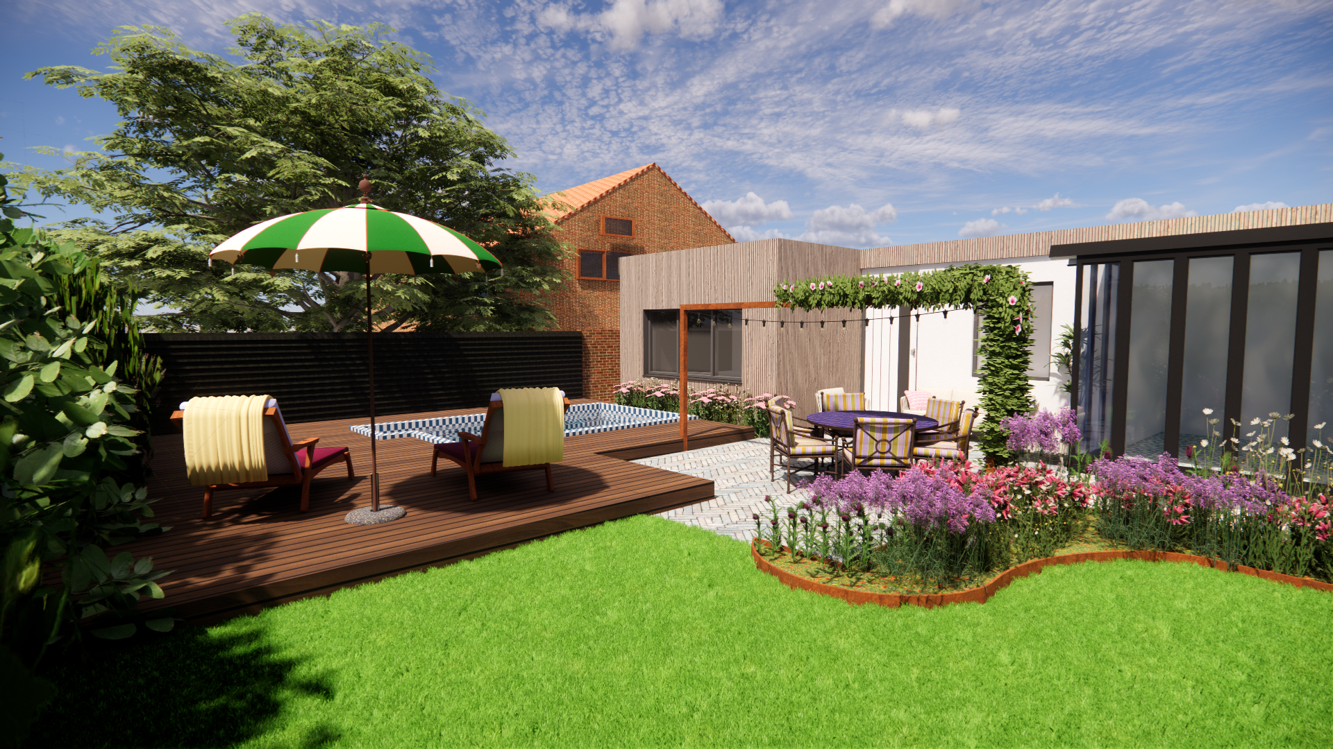 Zwembad met pergola plek